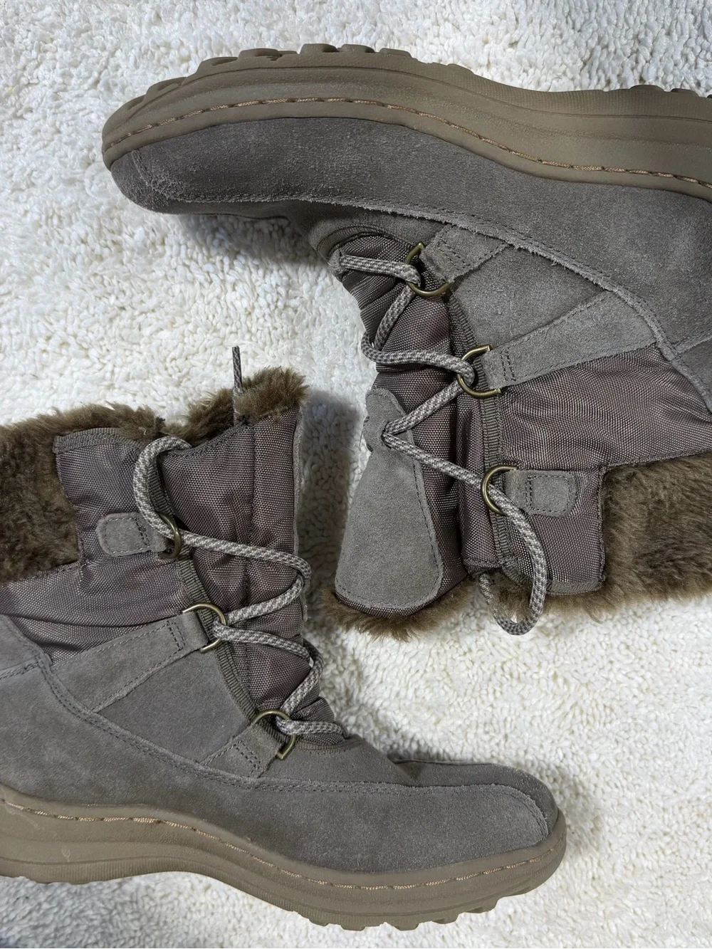 Cozy Taupe Faux-Suede Fur-Lined Winter Boots 6.5M
